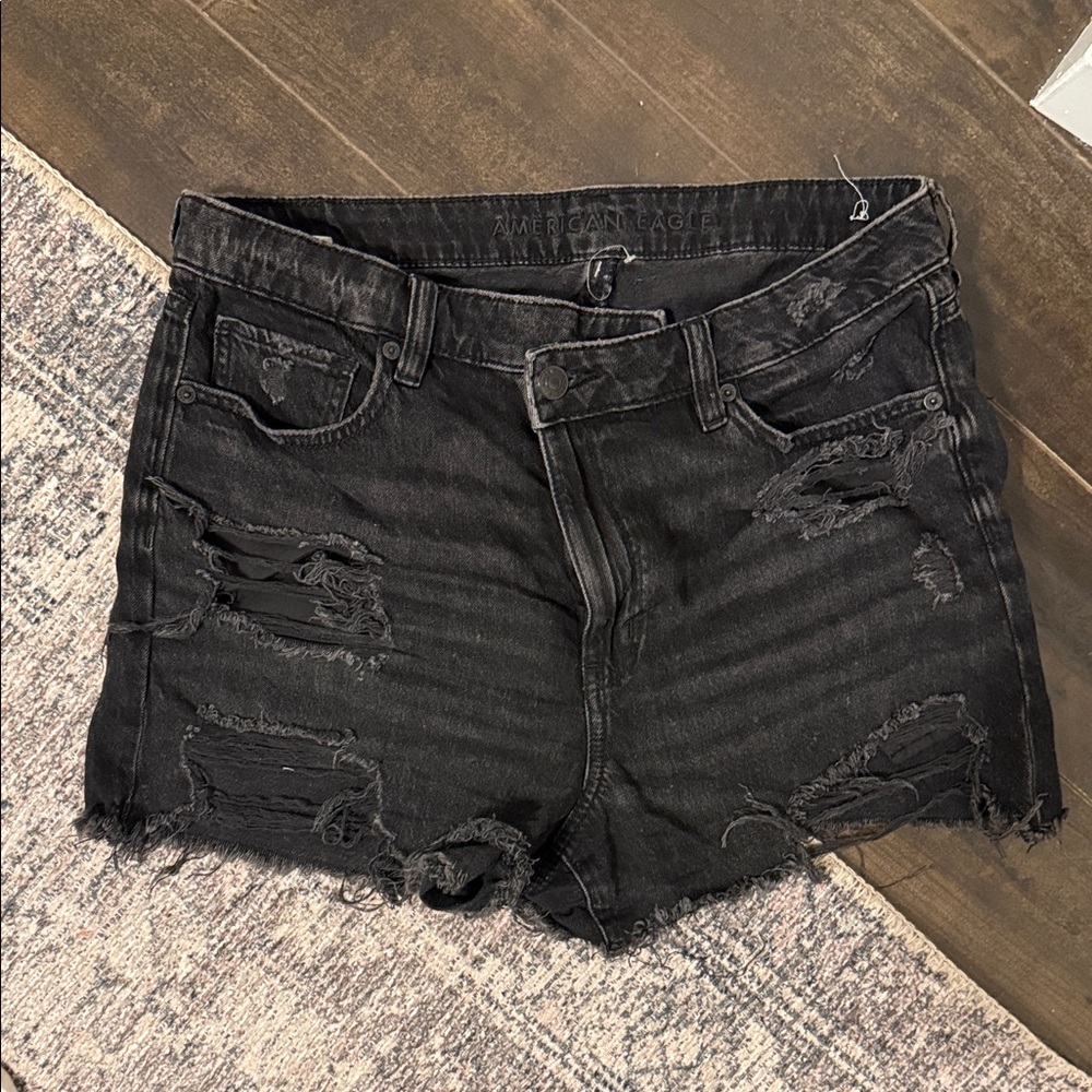 American Eagle Outfitters Black Ripped Jean Shorts